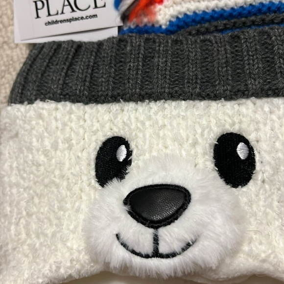 NWT - Polar Bear Hat And Mittens Set. Size XS (6-12 months). - Picture 8 of 10